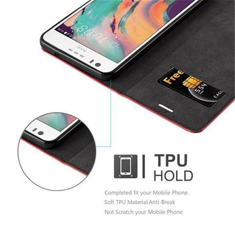 Cadorabo Hülle kompatibel mit HTC Desire 10 LIFESTYLE / Desire 825 Schutzhülle mit Magnetverschluss, Standfunktion und Kartenfach
