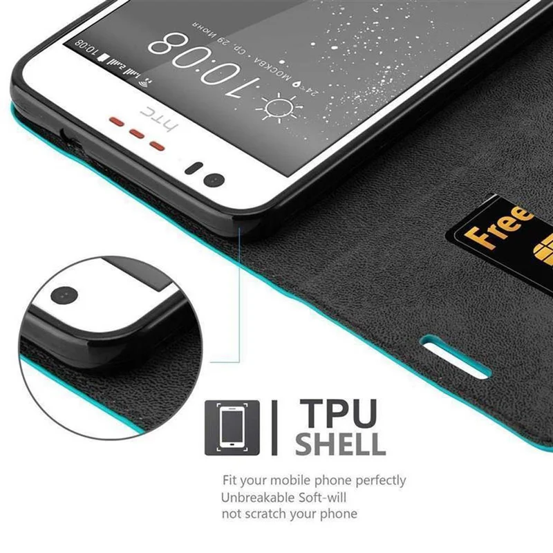 Cadorabo Hülle kompatibel mit HTC Desire 10 LIFESTYLE / Desire 825 Schutzhülle mit Magnetverschluss, Standfunktion und Kartenfach