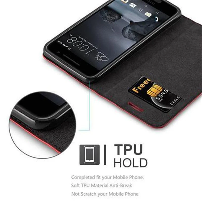 Cadorabo Hülle kompatibel mit HTC ONE A9 Schutzhülle mit Magnetverschluss, Standfunktion und Kartenfach