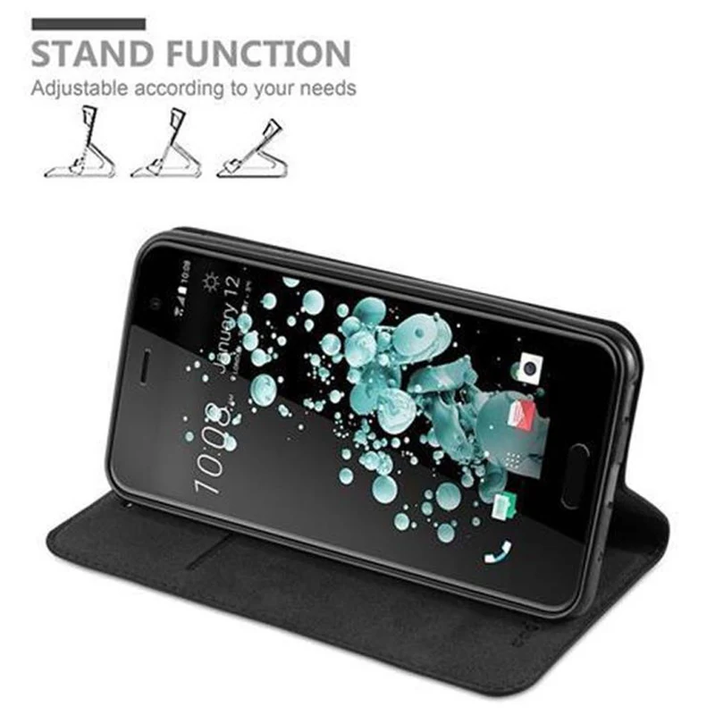 Cadorabo Hülle kompatibel mit HTC U PLAY Schutzhülle mit Magnetverschluss, Standfunktion und Kartenfach