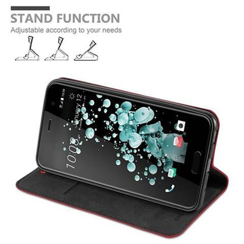 Cadorabo Hülle kompatibel mit HTC U PLAY Schutzhülle mit Magnetverschluss, Standfunktion und Kartenfach