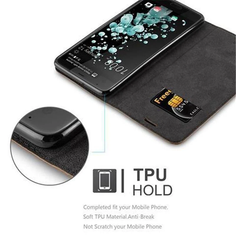 Cadorabo Hülle kompatibel mit HTC U ULTRA Schutzhülle mit Magnetverschluss, Standfunktion und Kartenfach