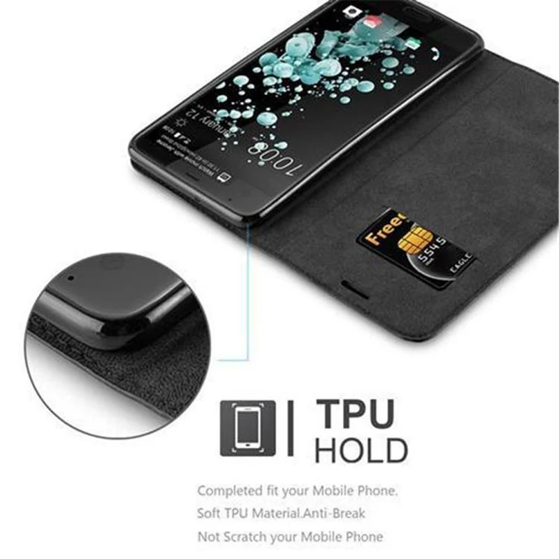Cadorabo Hülle kompatibel mit HTC U ULTRA Schutzhülle mit Magnetverschluss, Standfunktion und Kartenfach