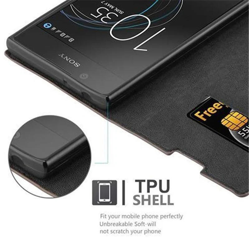 Cadorabo Hülle kompatibel mit Sony Xperia L1 Schutzhülle mit Magnetverschluss, Standfunktion und Kartenfach
