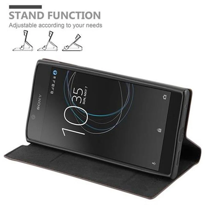 Cadorabo Hülle kompatibel mit Sony Xperia L1 Schutzhülle mit Magnetverschluss, Standfunktion und Kartenfach