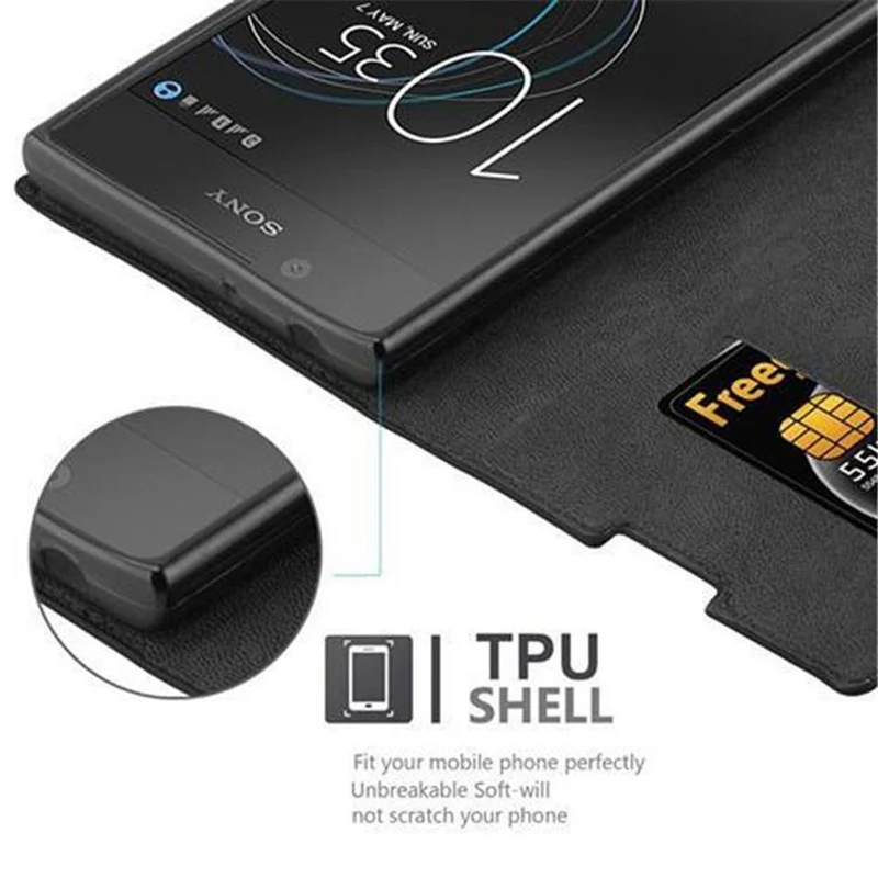 Cadorabo Hülle kompatibel mit Sony Xperia L1 Schutzhülle mit Magnetverschluss, Standfunktion und Kartenfach