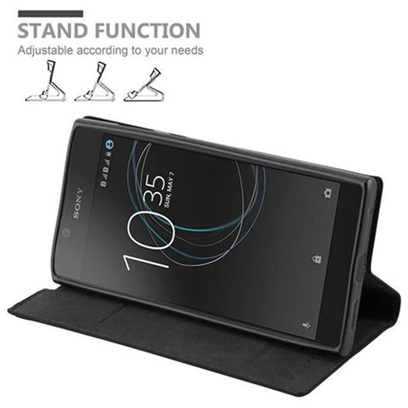 Cadorabo Hülle kompatibel mit Sony Xperia L1 Schutzhülle mit Magnetverschluss, Standfunktion und Kartenfach