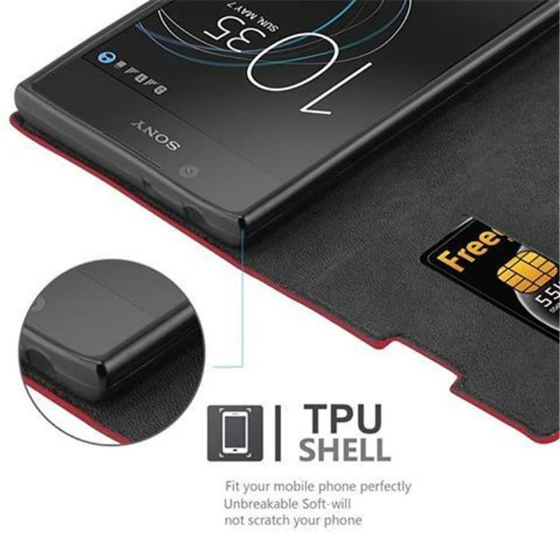 Cadorabo Hülle kompatibel mit Sony Xperia L1 Schutzhülle mit Magnetverschluss, Standfunktion und Kartenfach