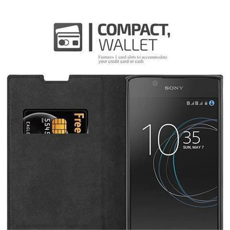Cadorabo Hülle kompatibel mit Sony Xperia L1 Schutzhülle mit Magnetverschluss, Standfunktion und Kartenfach