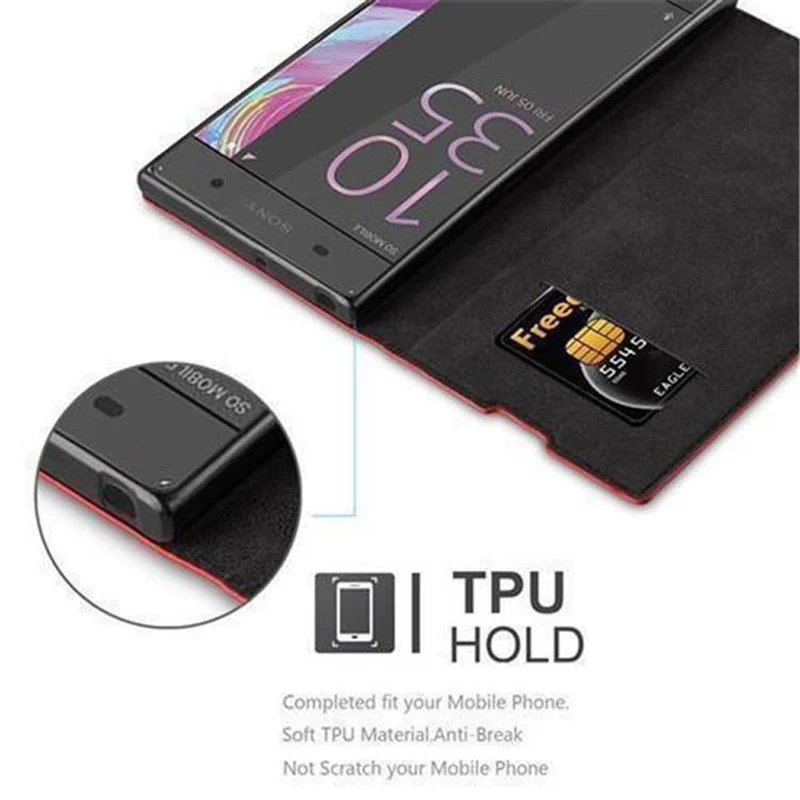 Cadorabo Hülle kompatibel mit Sony Xperia XA1 Schutzhülle mit Magnetverschluss, Standfunktion und Kartenfach