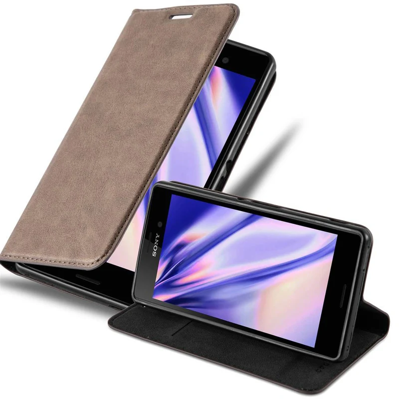 Cadorabo Hülle kompatibel mit Sony Xperia M4 AQUA Schutzhülle mit Magnetverschluss, Standfunktion und Kartenfach