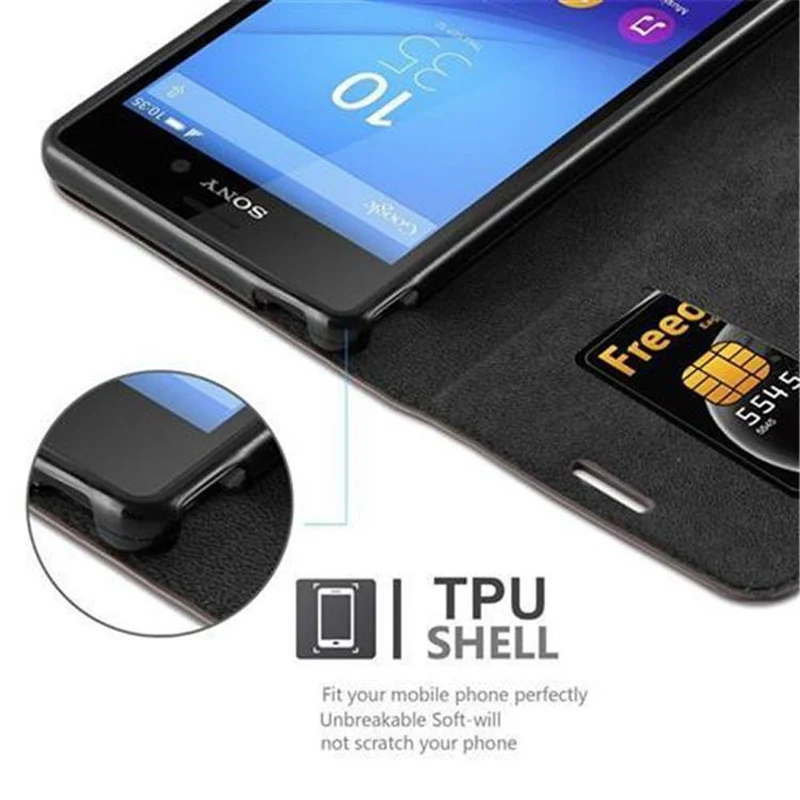 Cadorabo Hülle kompatibel mit Sony Xperia M4 AQUA Schutzhülle mit Magnetverschluss, Standfunktion und Kartenfach