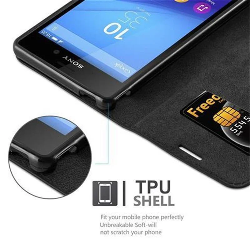 Cadorabo Hülle kompatibel mit Sony Xperia M4 AQUA Schutzhülle mit Magnetverschluss, Standfunktion und Kartenfach