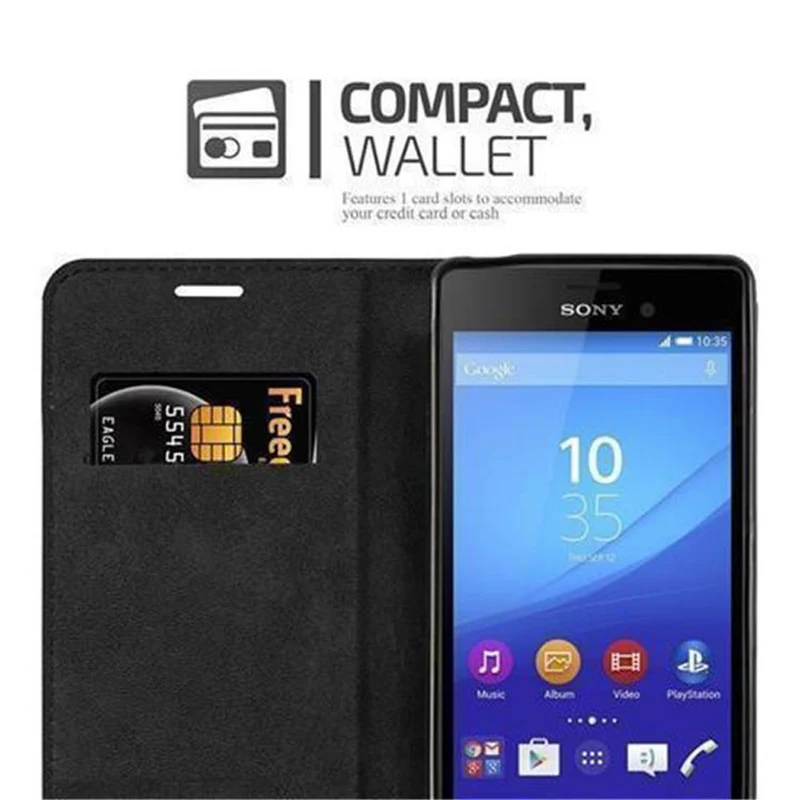 Cadorabo Hülle kompatibel mit Sony Xperia M4 AQUA Schutzhülle mit Magnetverschluss, Standfunktion und Kartenfach