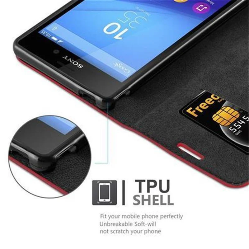Cadorabo Hülle kompatibel mit Sony Xperia M4 AQUA Schutzhülle mit Magnetverschluss, Standfunktion und Kartenfach