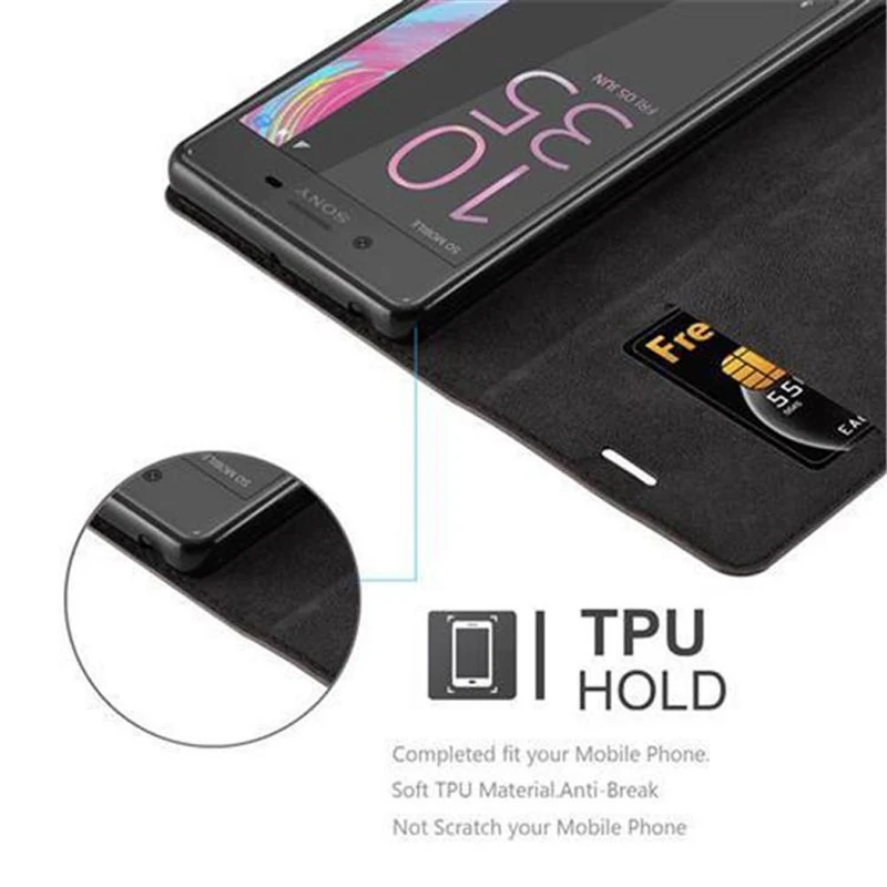 Cadorabo Hülle kompatibel mit Sony Xperia X Schutzhülle mit Magnetverschluss, Standfunktion und Kartenfach