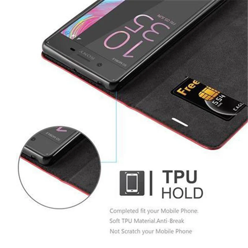 Cadorabo Hülle kompatibel mit Sony Xperia X Schutzhülle mit Magnetverschluss, Standfunktion und Kartenfach