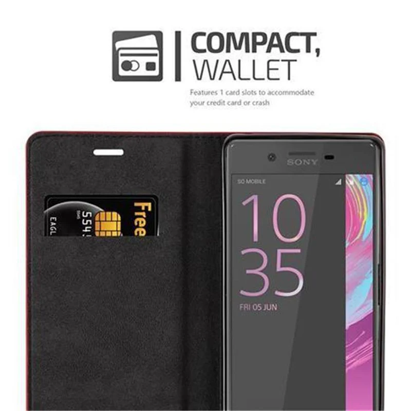 Cadorabo Hülle kompatibel mit Sony Xperia X Schutzhülle mit Magnetverschluss, Standfunktion und Kartenfach