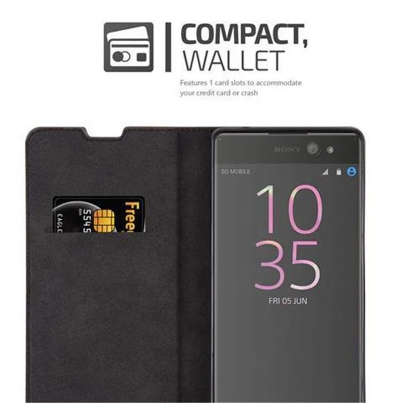 Cadorabo Hülle kompatibel mit Sony Xperia XA ULTRA Schutzhülle mit Magnetverschluss, Standfunktion und Kartenfach