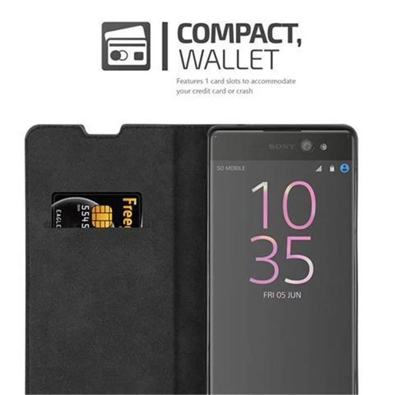 Cadorabo Hülle kompatibel mit Sony Xperia XA ULTRA Schutzhülle mit Magnetverschluss, Standfunktion und Kartenfach