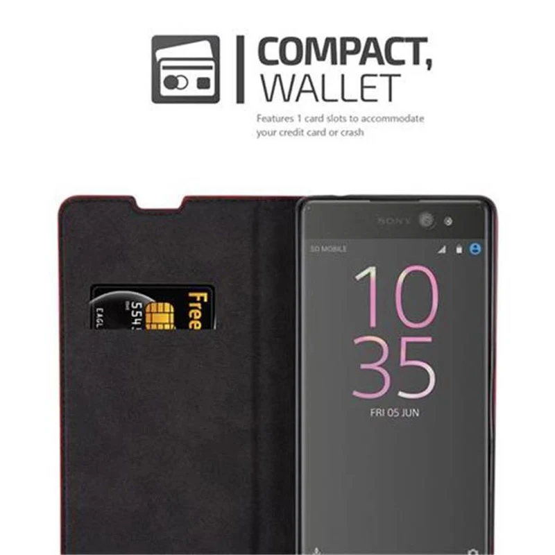 Cadorabo Hülle kompatibel mit Sony Xperia XA ULTRA Schutzhülle mit Magnetverschluss, Standfunktion und Kartenfach