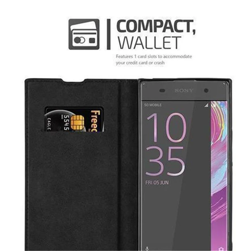 Cadorabo Hülle kompatibel mit Sony Xperia XA Schutzhülle mit Magnetverschluss, Standfunktion und Kartenfach
