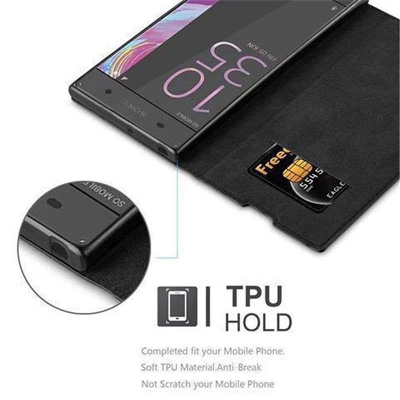 Cadorabo Hülle kompatibel mit Sony Xperia XA Schutzhülle mit Magnetverschluss, Standfunktion und Kartenfach