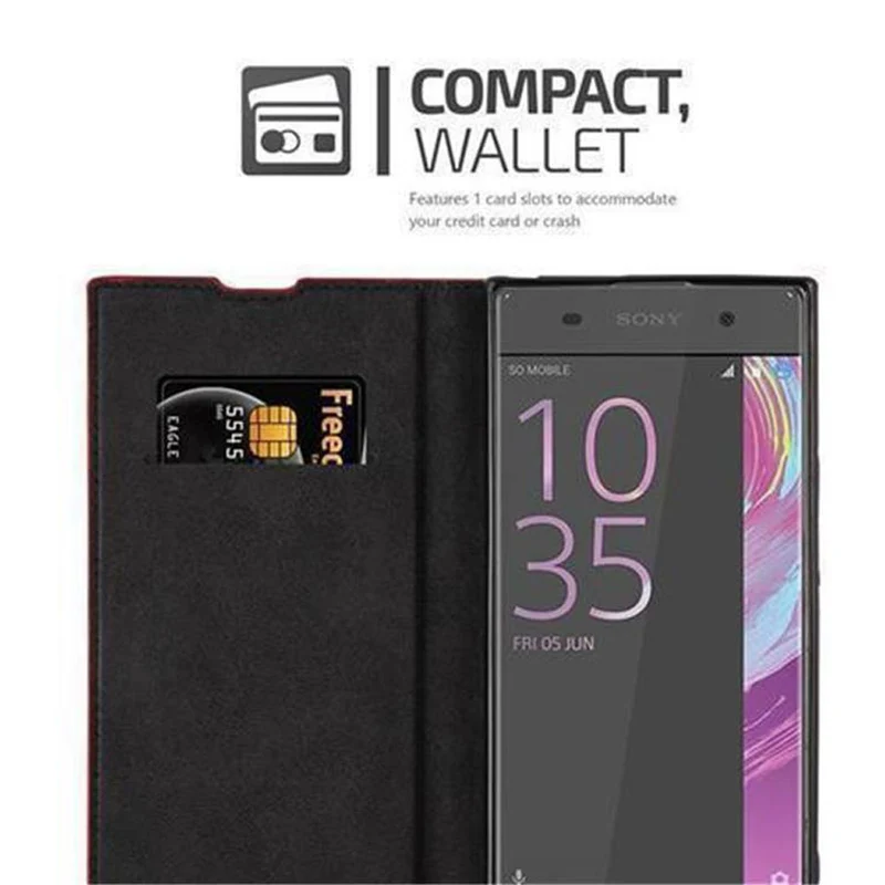 Cadorabo Hülle kompatibel mit Sony Xperia XA Schutzhülle mit Magnetverschluss, Standfunktion und Kartenfach