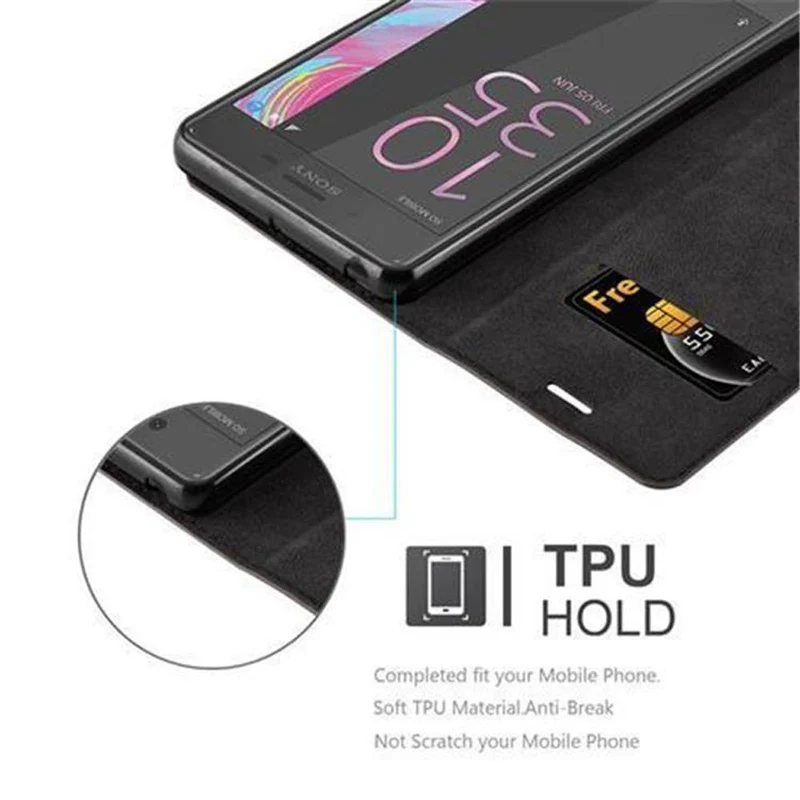 Cadorabo Hülle kompatibel mit Sony Xperia X PERFORMANCE Schutzhülle mit Magnetverschluss, Standfunktion und Kartenfach