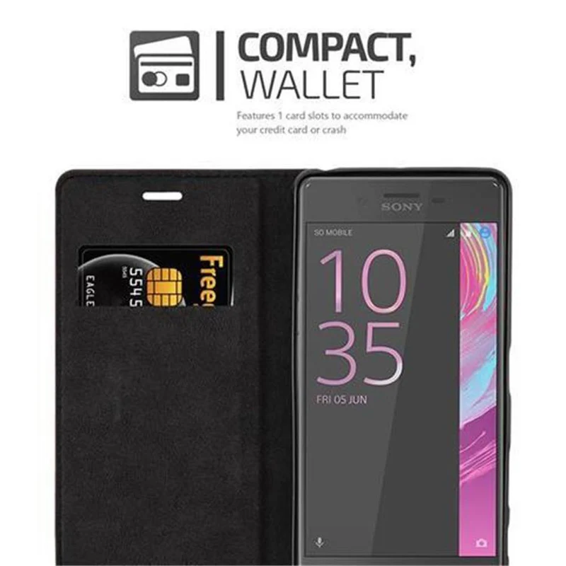 Cadorabo Hülle kompatibel mit Sony Xperia X PERFORMANCE Schutzhülle mit Magnetverschluss, Standfunktion und Kartenfach