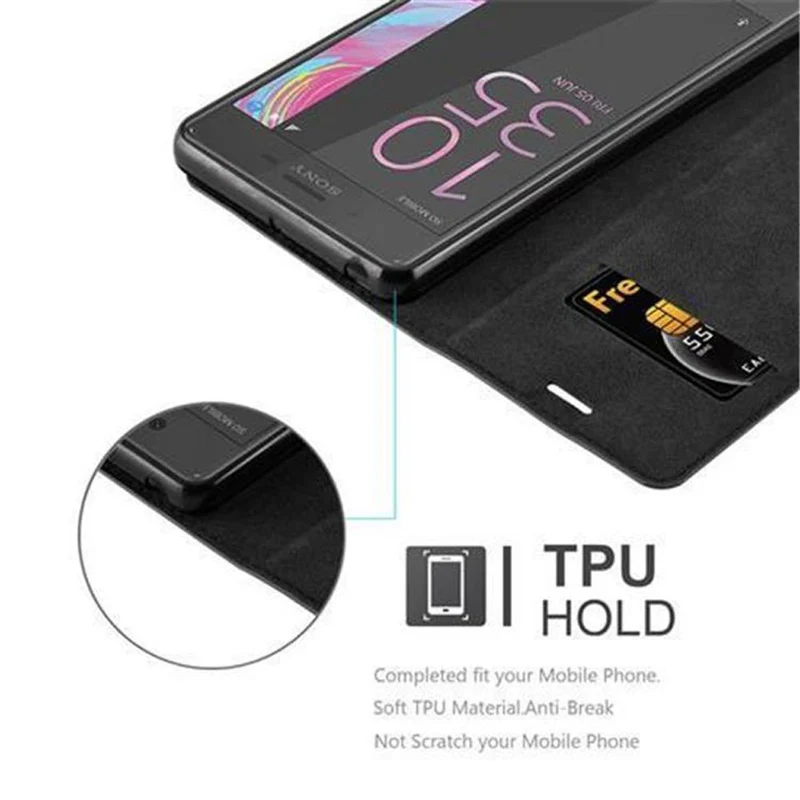 Cadorabo Hülle kompatibel mit Sony Xperia X PERFORMANCE Schutzhülle mit Magnetverschluss, Standfunktion und Kartenfach
