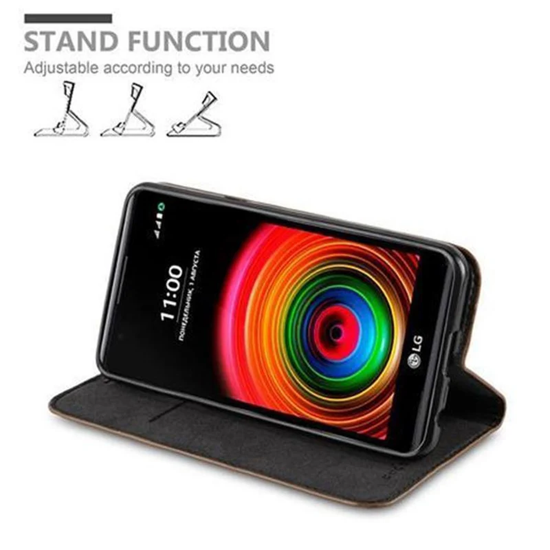 Cadorabo Hülle kompatibel mit LG X POWER Schutzhülle mit Magnetverschluss, Standfunktion und Kartenfach