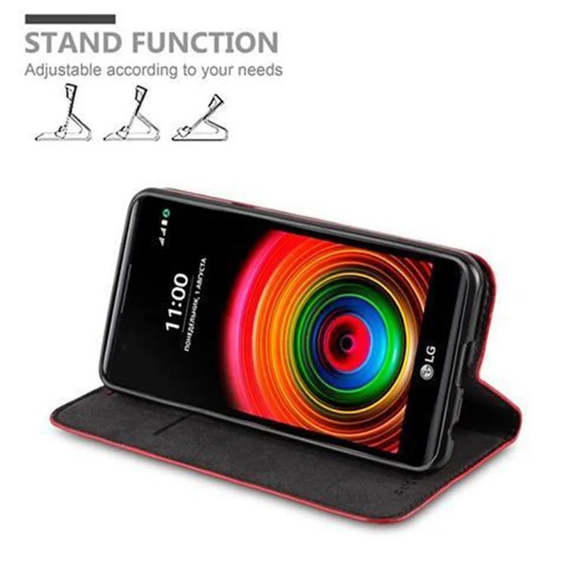 Cadorabo Hülle kompatibel mit LG X POWER Schutzhülle mit Magnetverschluss, Standfunktion und Kartenfach