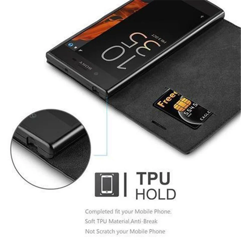 Cadorabo Hülle kompatibel mit Sony Xperia X COMPACT Schutzhülle mit Magnetverschluss, Standfunktion und Kartenfach
