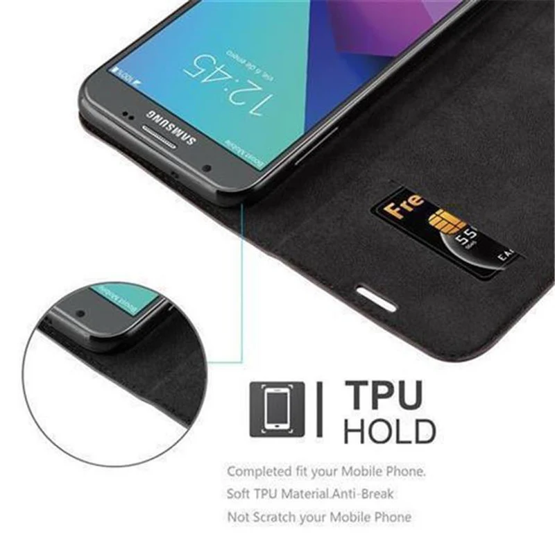 Cadorabo Hülle kompatibel mit Samsung Galaxy J5 2017 US Version Schutzhülle mit Magnetverschluss, Standfunktion und Kartenfach