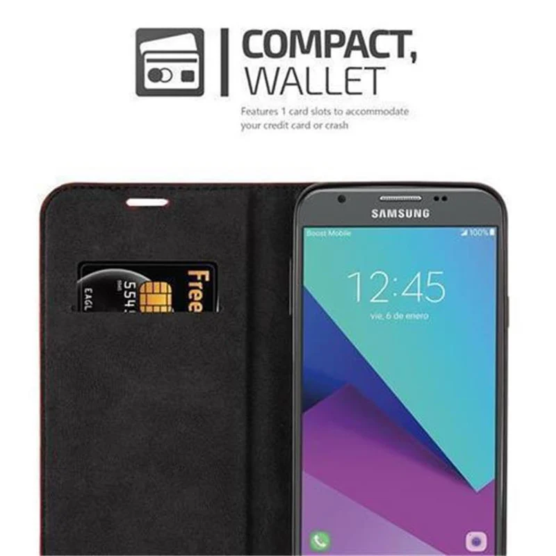 Cadorabo Hülle kompatibel mit Samsung Galaxy J5 2017 US Version Schutzhülle mit Magnetverschluss, Standfunktion und Kartenfach