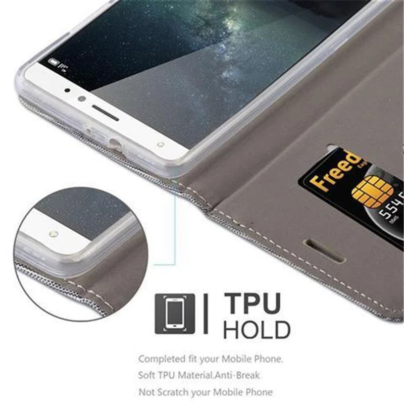 Cadorabo Hülle kompatibel mit Huawei MATE S Schutzhülle mit Magnetverschluss, Standfunktion und Kartenfach