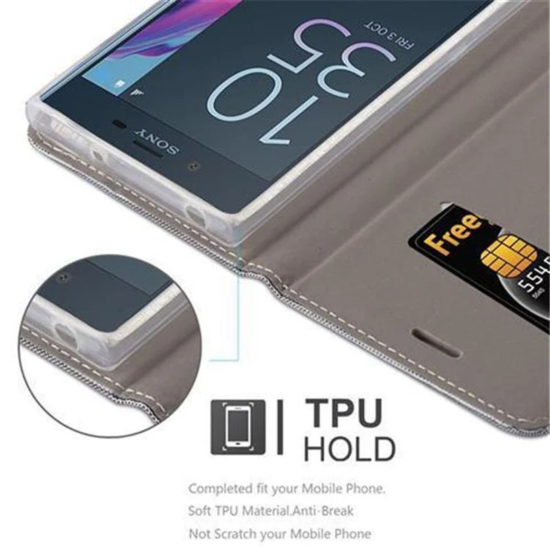 Cadorabo Hülle kompatibel mit Sony Xperia XZ / XZs Schutzhülle mit Magnetverschluss, Standfunktion und Kartenfach