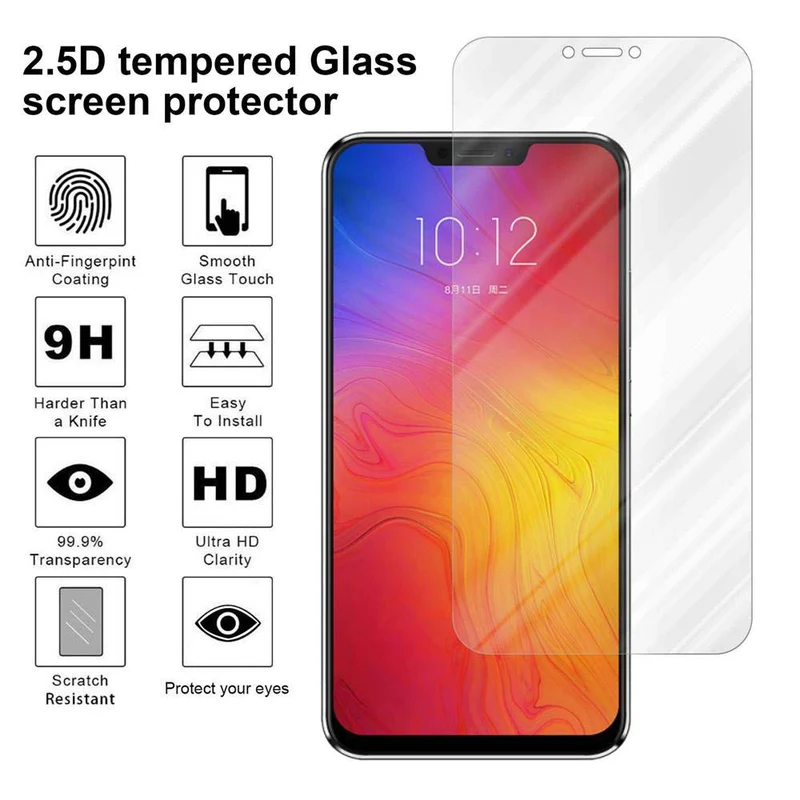 Cadorabo Panzer Folie kompatibel mit Lenovo Z5 - Schutzfolie Gehärtetes (Tempered) Display-Schutzglas in 9H Härte mit 3D Touch Kompatibilität