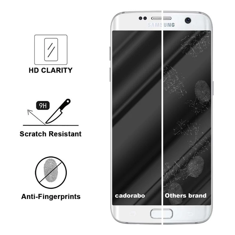 Cadorabo Vollbild Panzer Folie kompatibel mit Samsung Galaxy S7 EDGE - Schutzfolie Gehärtetes (Tempered) Display-Schutzglas in 9H Härte mit 3D Touch
