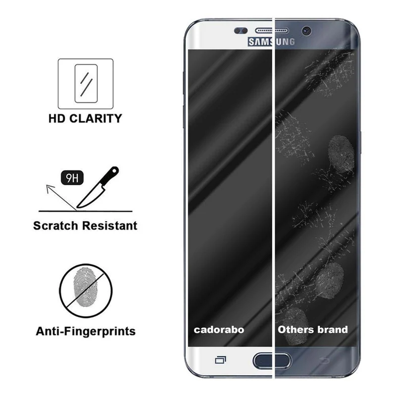 Cadorabo Vollbild Panzer Folie kompatibel mit Samsung Galaxy S6 EDGE - Schutzfolie Gehärtetes (Tempered) Display-Schutzglas in 9H Härte mit 3D Touch