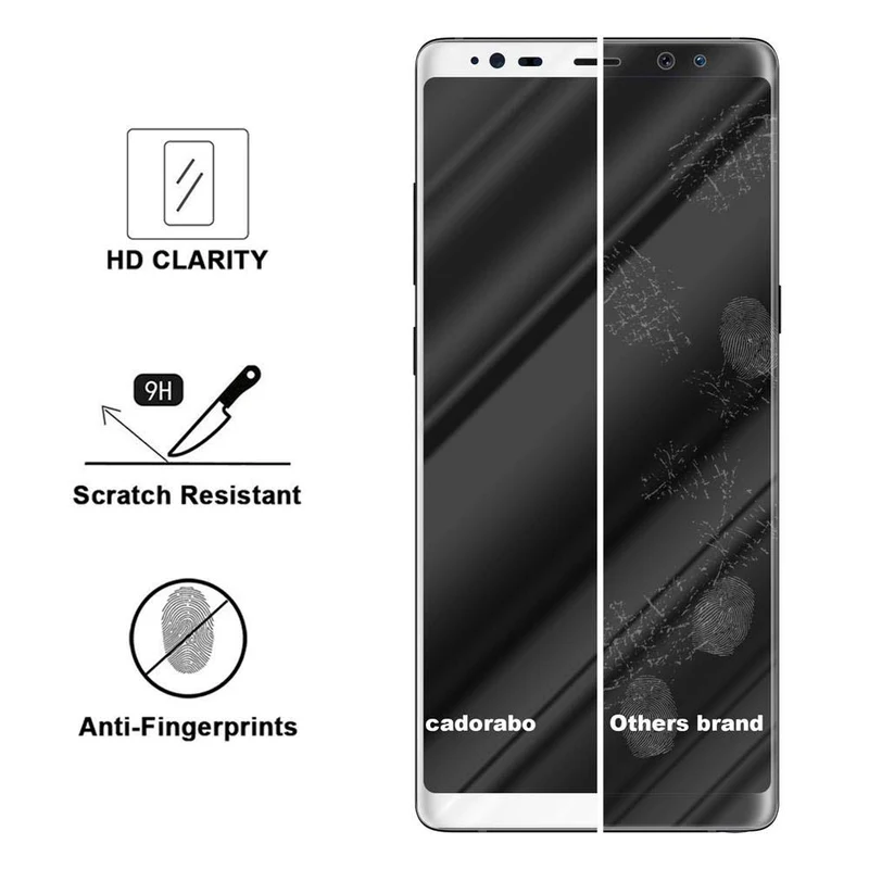 Cadorabo Vollbild Panzer Folie kompatibel mit Samsung Galaxy NOTE 8 - Schutzfolie Gehärtetes (Tempered) Display-Schutzglas in 9H Härte mit 3D Touch