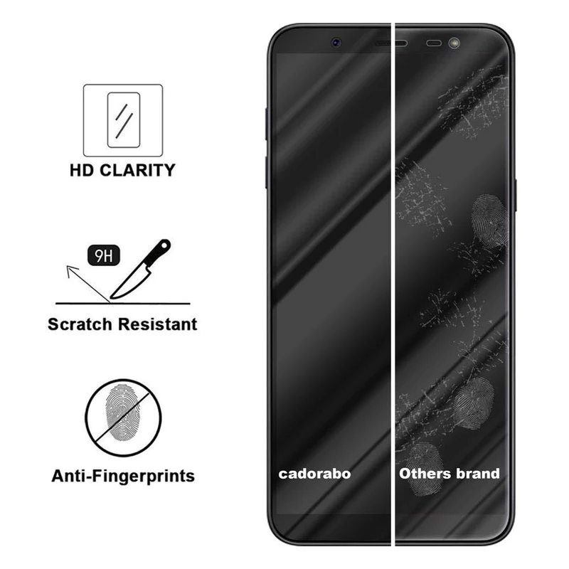 Cadorabo Vollbild Panzer Folie kompatibel mit Samsung Galaxy J8 2018 - Schutzfolie Gehärtetes (Tempered) Display-Schutzglas in 9H Härte mit 3D Touch