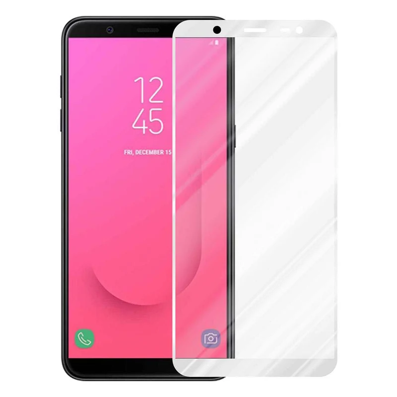 Cadorabo Vollbild Panzer Folie kompatibel mit Samsung Galaxy J8 2018 - Schutzfolie Gehärtetes (Tempered) Display-Schutzglas in 9H Härte mit 3D Touch