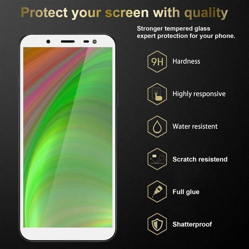 Cadorabo Vollbild Panzer Folie kompatibel mit Samsung Galaxy J8 2018 - Schutzfolie Gehärtetes (Tempered) Display-Schutzglas in 9H Härte mit 3D Touch