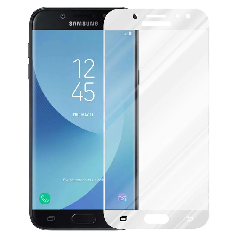 Cadorabo Vollbild Panzer Folie kompatibel mit Samsung Galaxy J7 2017 / J7 PRO - Schutzfolie Gehärtetes (Tempered) Display-Schutzglas in 9H Härte mit 3D Touch