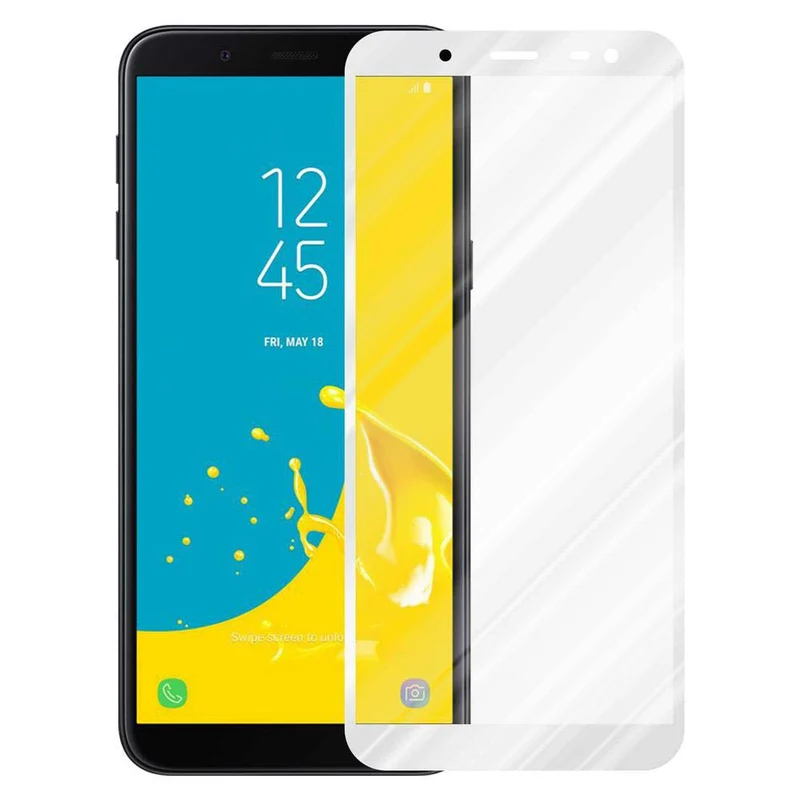 Cadorabo Vollbild Panzer Folie kompatibel mit Samsung Galaxy J6 2018 - Schutzfolie Gehärtetes (Tempered) Display-Schutzglas in 9H Härte mit 3D Touch