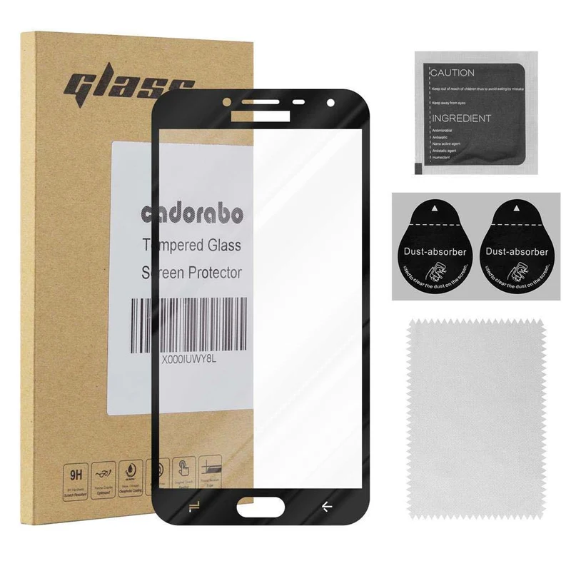 Cadorabo Vollbild Panzer Folie kompatibel mit Samsung Galaxy J4 2018 - Schutzfolie Gehärtetes (Tempered) Display-Schutzglas in 9H Härte mit 3D Touch