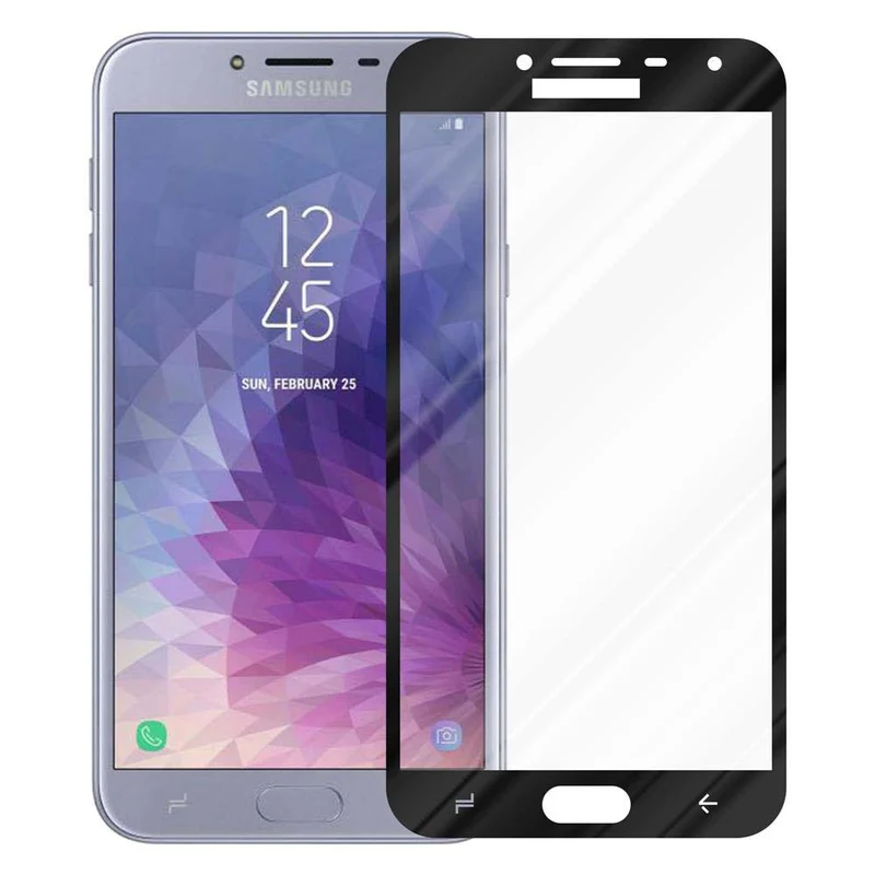 Cadorabo Vollbild Panzer Folie kompatibel mit Samsung Galaxy J4 2018 - Schutzfolie Gehärtetes (Tempered) Display-Schutzglas in 9H Härte mit 3D Touch