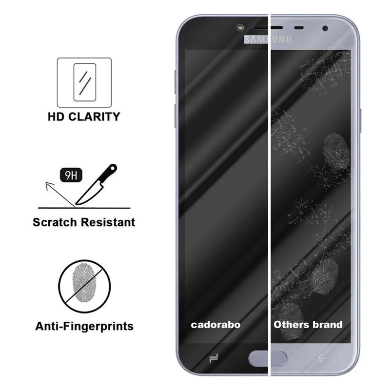 Cadorabo Vollbild Panzer Folie kompatibel mit Samsung Galaxy J4 2018 - Schutzfolie Gehärtetes (Tempered) Display-Schutzglas in 9H Härte mit 3D Touch